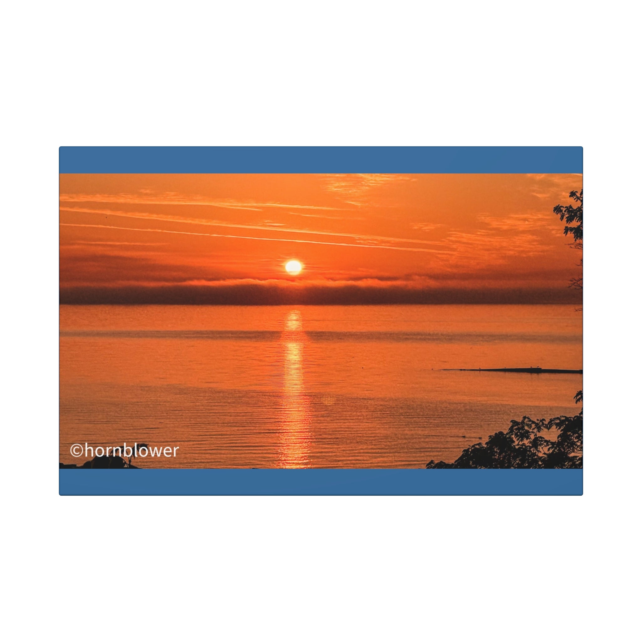 Sunset Over Water Canvas Wrap — Orange Seascape Wall Art (1.6" Wrap)